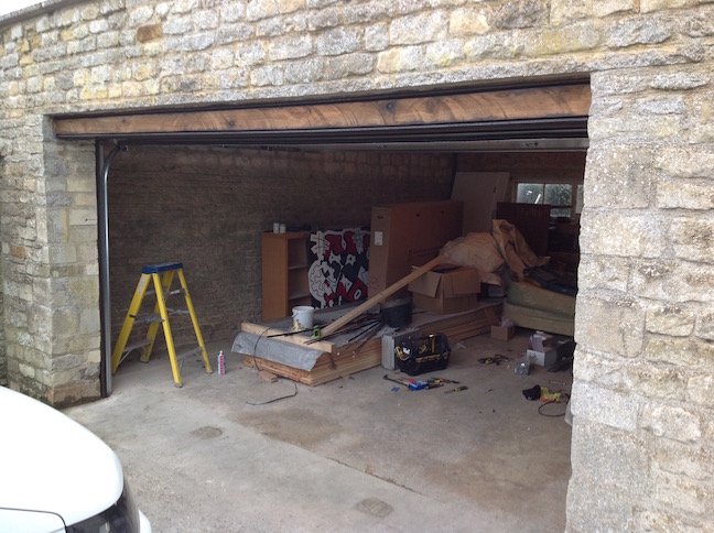 Carteck sectional door installation in stone garage by LGDS Ltd
